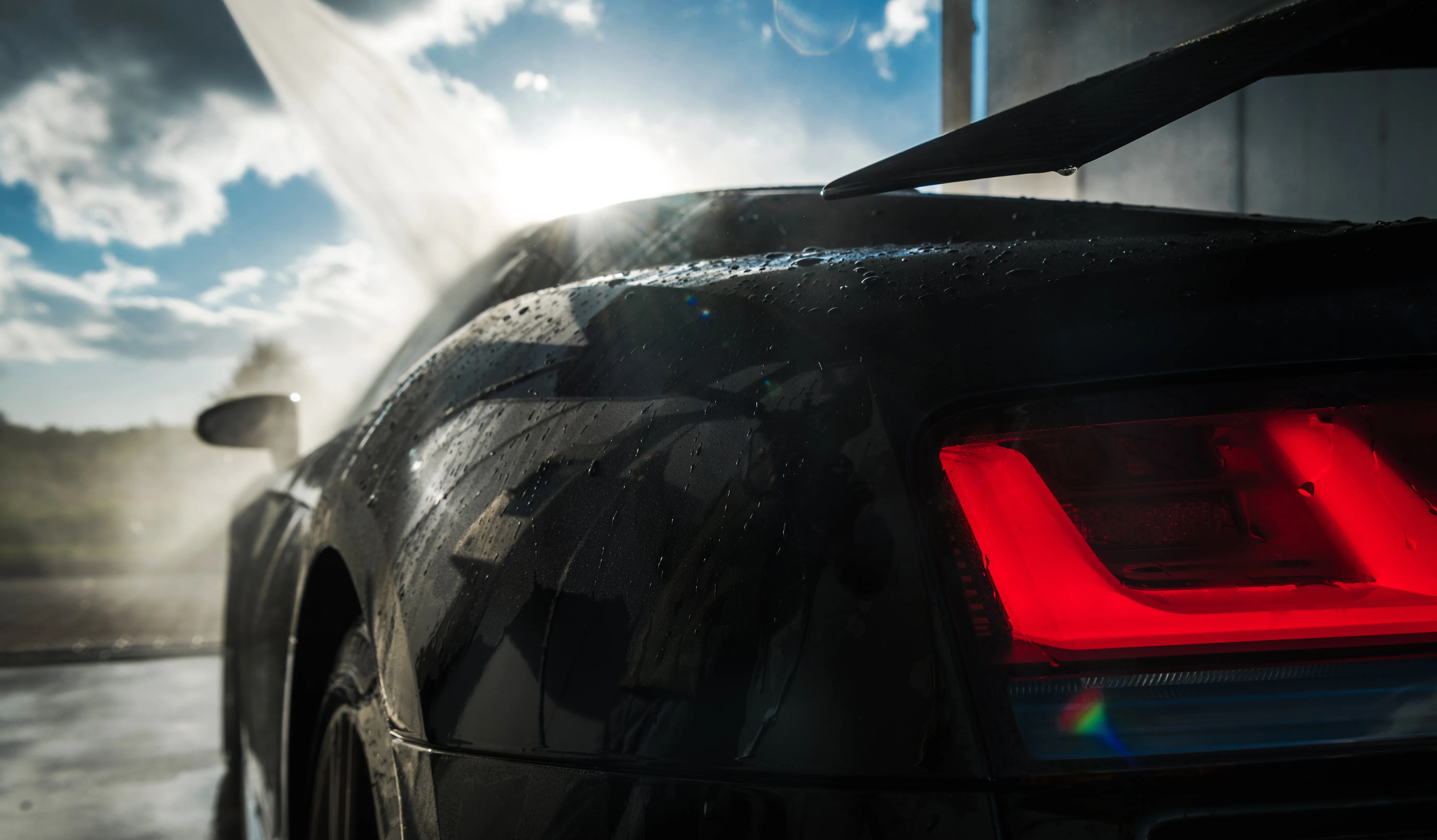 Sports car being rinsed at Miller's Automotive